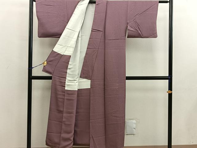 平和屋着物■上質な色無地 霞地紋 蘇芳香色 正絹 逸品 BAAX5831mz