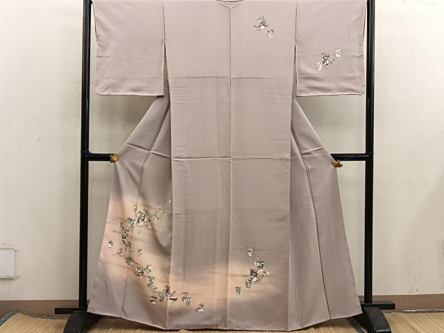 平和屋着物■訪問着 陶器花文 暈し染め 金彩 正絹 逸品 BAAX5837mz