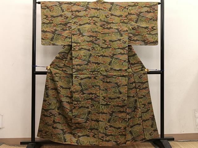 平和屋着物■上質な紬 風景文 正絹 逸品 BAAX5849mz