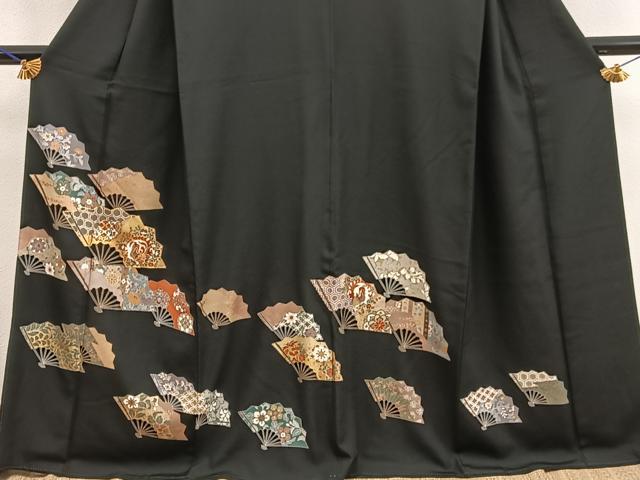 平和屋着物■豪華黒留袖 鳳凰扇面花文 金彩 正絹 逸品 BAAX5851mz
