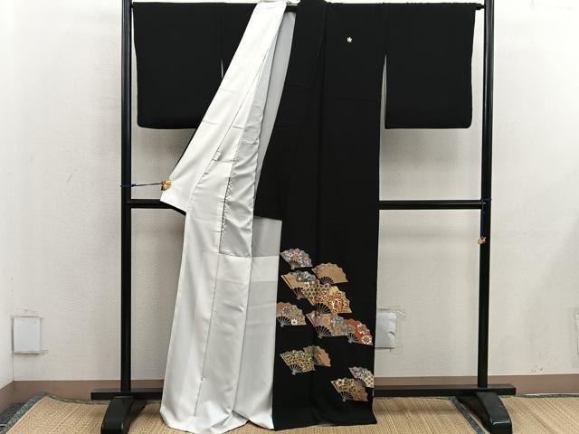 平和屋着物■豪華黒留袖 鳳凰扇面花文 金彩 正絹 逸品 BAAX5851mz