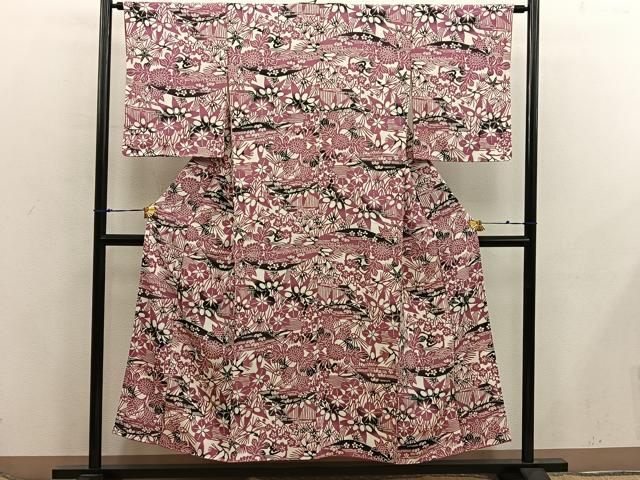 平和屋着物■上質な小紋 型染め 梅花文 正絹 逸品 BAAX5853mz