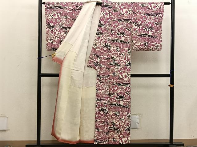 平和屋着物■上質な小紋 型染め 梅花文 正絹 逸品 BAAX5853mz