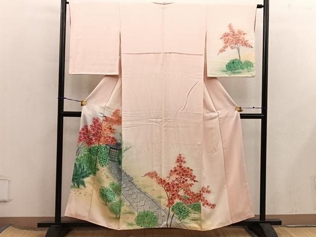 平和屋着物■訪問着 手描き 風景文 暈し染め 正絹 逸品 BAAX5854mz