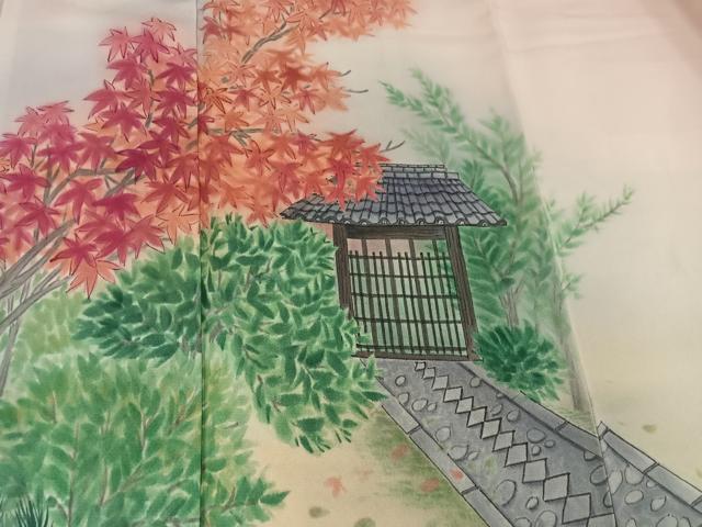 平和屋着物■訪問着 手描き 風景文 暈し染め 正絹 逸品 BAAX5854mz