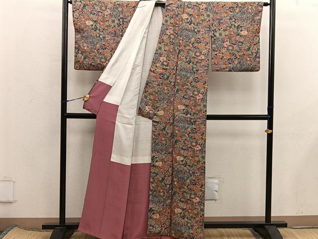 平和屋着物■上質な小紋 飛鶴花文 正絹 逸品 BAAX5859mz