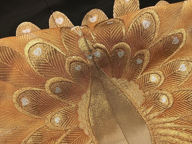 平和屋着物■豪華黒留袖 刺繍 孔雀 金彩 正絹 逸品 BAAX5860mz