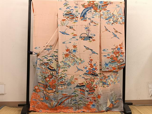 平和屋着物■豪華振袖 風景花文 金彩 正絹 逸品 BAAX5861mz