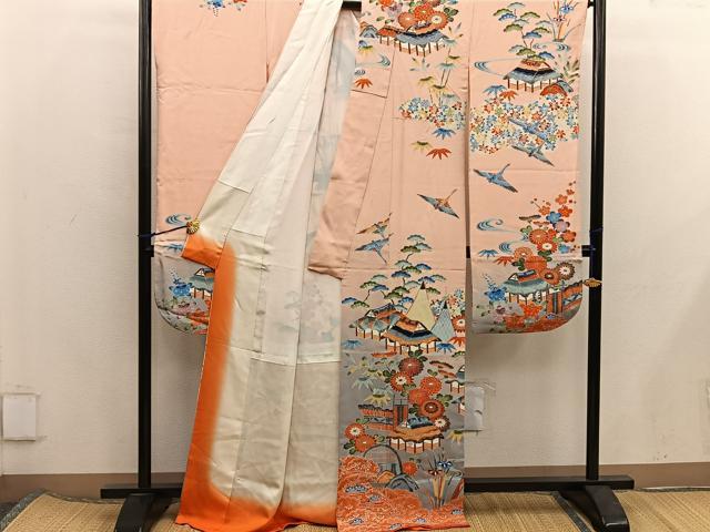 平和屋着物■豪華振袖 風景花文 金彩 正絹 逸品 BAAX5861mz
