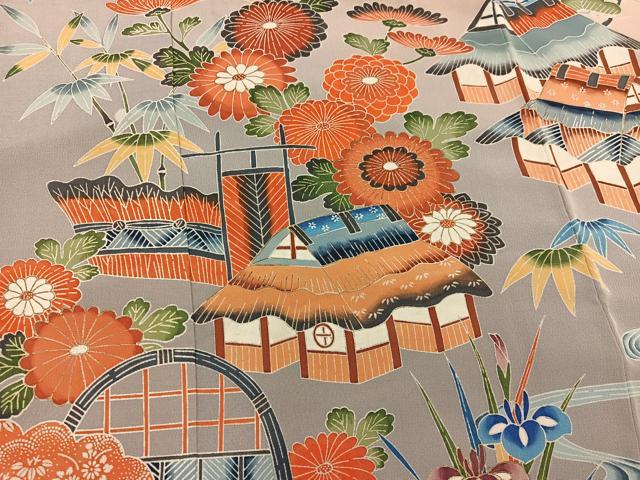 平和屋着物■豪華振袖 風景花文 金彩 正絹 逸品 BAAX5861mz