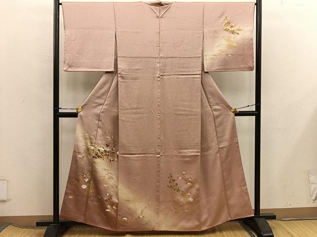 平和屋着物■訪問着 草花文 暈し染め 金彩 正絹 逸品 BAAX5862mz