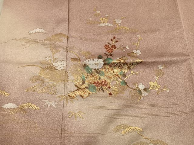 平和屋着物■訪問着 草花文 暈し染め 金彩 正絹 逸品 BAAX5862mz