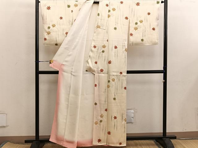 平和屋着物■上質な小紋 竹 楓 正絹 逸品 BAAX5875mz