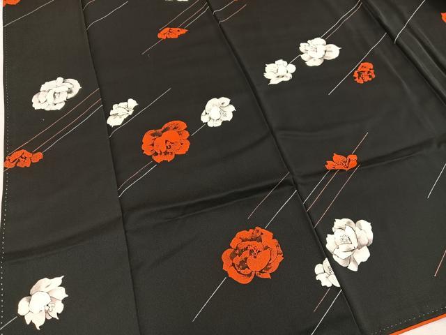 平和屋着物■上質な小紋 草花文 黒地 正絹 逸品 BAAX5877mz
