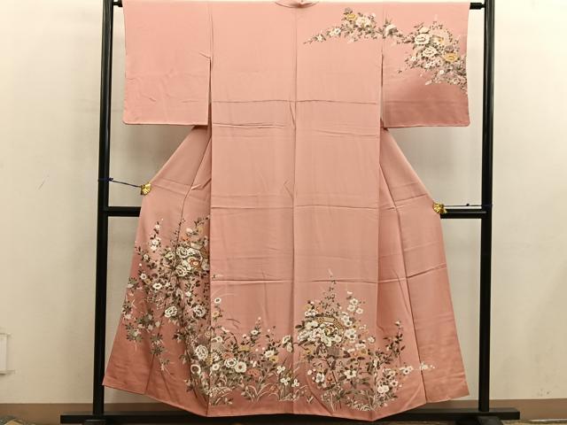 平和屋着物■訪問着 菊花文 金彩 さが美扱い 正絹 逸品 BAAX5887mz