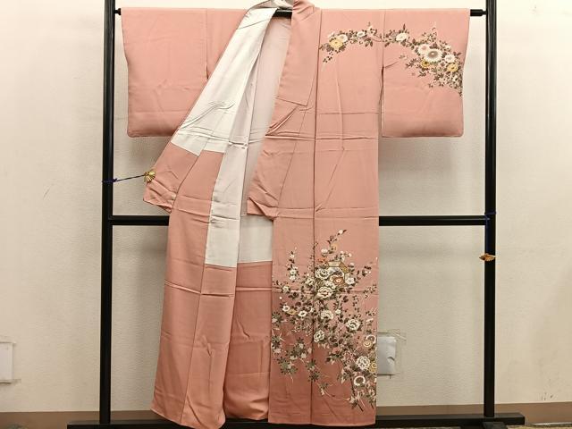 平和屋着物■訪問着 菊花文 金彩 さが美扱い 正絹 逸品 BAAX5887mz