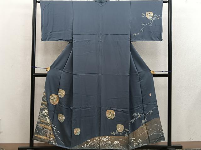 平和屋着物■訪問着 作家物 駒刺繍 枝椿 金彩 正絹 逸品 BAAX5900mz