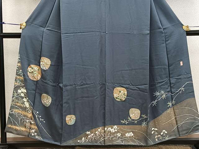 平和屋着物■訪問着 作家物 駒刺繍 枝椿 金彩 正絹 逸品 BAAX5900mz