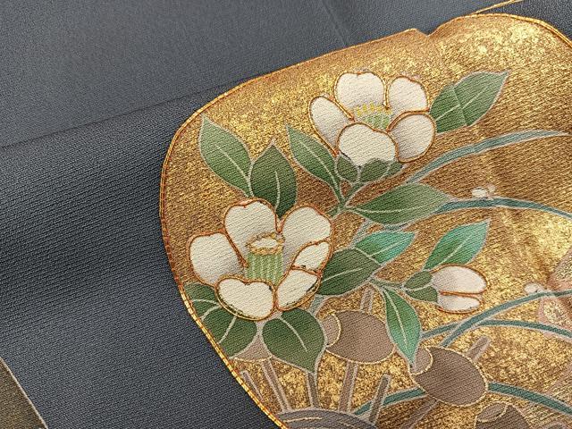 平和屋着物■訪問着 作家物 駒刺繍 枝椿 金彩 正絹 逸品 BAAX5900mz