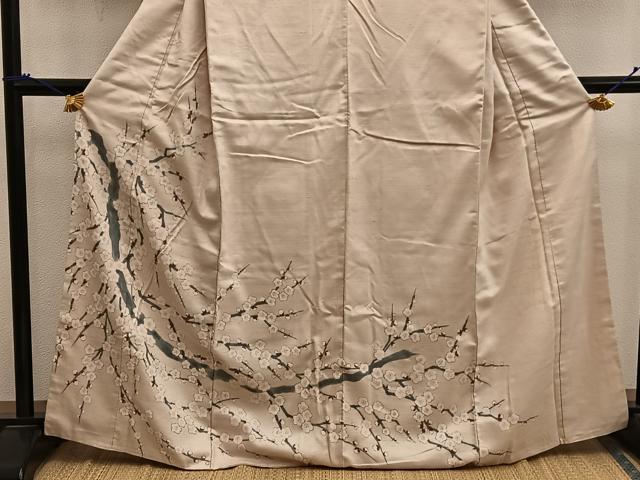 平和屋着物■訪問着 紬地 枝梅文 正絹 逸品 BAAX5907mz