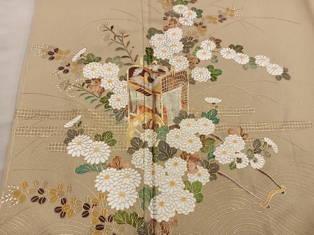 平和屋着物■訪問着 御所車花文 金彩 正絹 逸品 BAAX5911mz