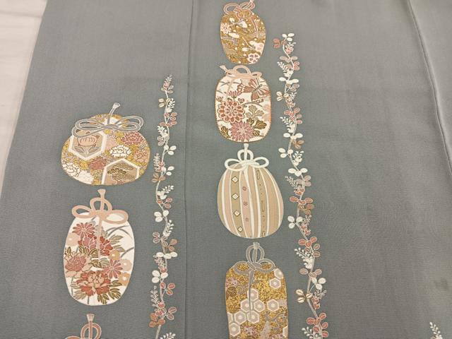 平和屋着物■訪問着 駒刺繍 仕覆花蝶文 金彩 正絹 逸品 BAAX5914mz