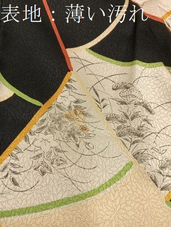 平和屋着物■上質な小紋 草花文 黒地 正絹 逸品 BAAX5918mz