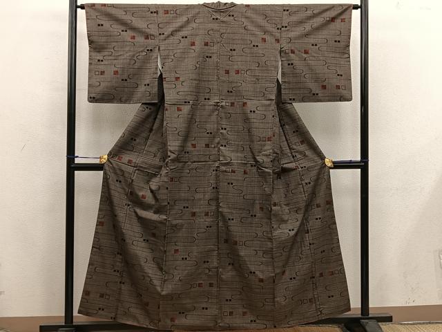 平和屋着物■本場大島紬 7マルキ 幾何学文様 正絹 逸品 BAAX5919mz