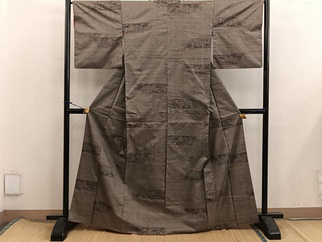 平和屋着物■本場大島紬 9マルキ 草花文 正絹 逸品 BAAX5926mz