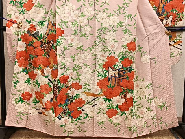 平和屋着物■豪華振袖 駒刺繍 御所車花文 金彩 正絹 逸品 BAAX5930mz