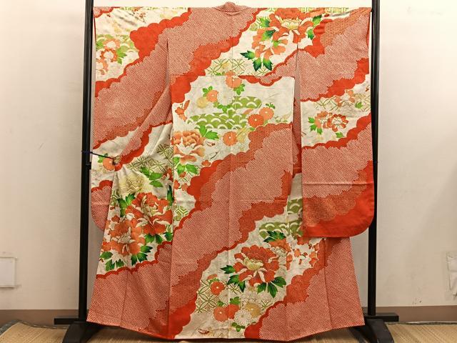 平和屋着物■豪華振袖 駒刺繍 絞り 草花文 金彩 正絹 逸品 BAAX5936mz