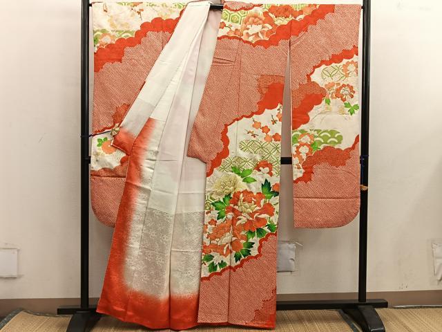 平和屋着物■豪華振袖 駒刺繍 絞り 草花文 金彩 正絹 逸品 BAAX5936mz