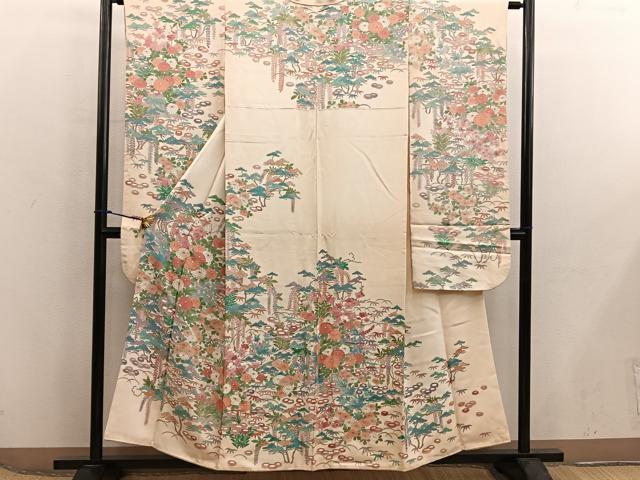 平和屋着物■訪問着 刺繍 菊花文 正絹 逸品 BAAX5939mz