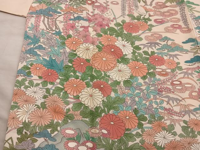 平和屋着物■訪問着 刺繍 菊花文 正絹 逸品 BAAX5939mz