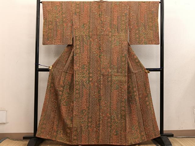 平和屋着物■上質な小紋 動物更紗花文 正絹 逸品 BAAX5941mz