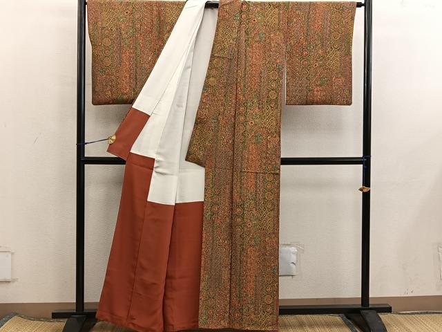 平和屋着物■上質な小紋 動物更紗花文 正絹 逸品 BAAX5941mz