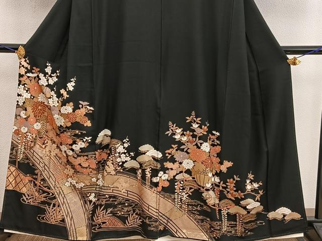 平和屋着物■豪華黒留袖 駒刺繍 花車文 金彩 正絹 逸品 BAAX5946mz