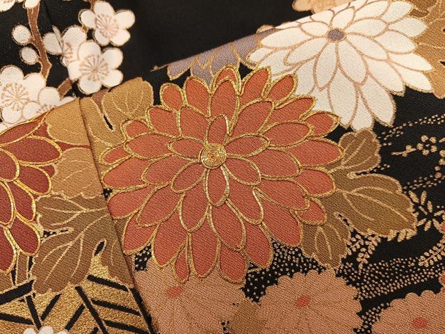平和屋着物■豪華黒留袖 駒刺繍 花車文 金彩 正絹 逸品 BAAX5946mz