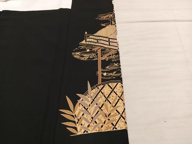 平和屋着物■豪華黒留袖 駒刺繍 花車文 金彩 正絹 逸品 BAAX5946mz