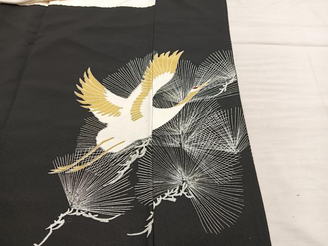 平和屋着物■豪華黒留袖 駒刺繍 飛鶴文 金彩 正絹 逸品 BAAX5951mz
