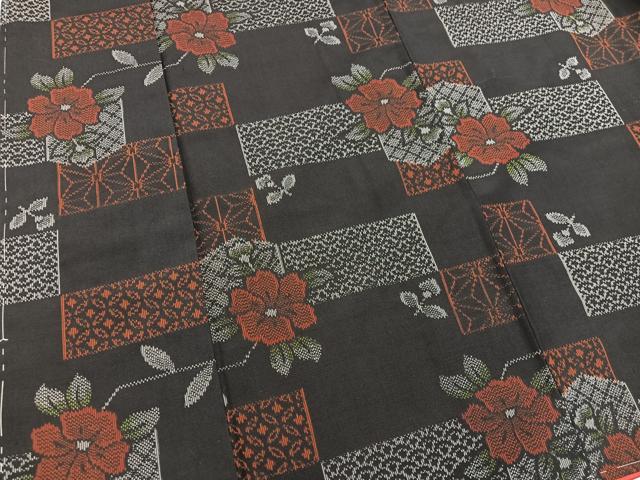 平和屋着物■上質な紬 草花文 正絹 逸品 BAAX5955mz
