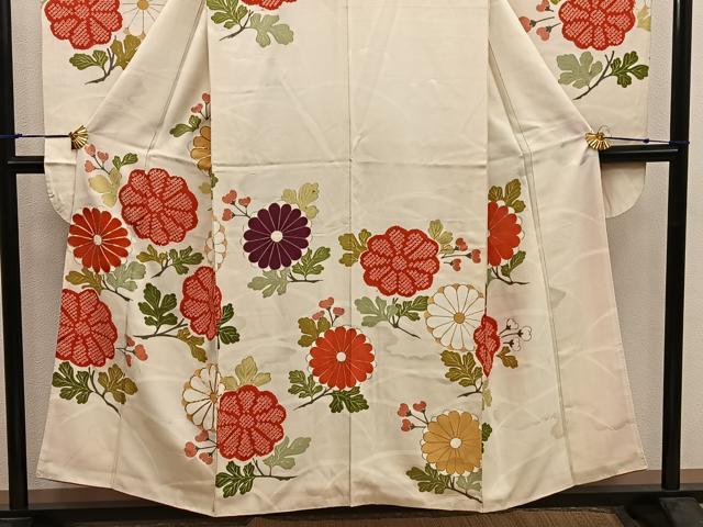 平和屋着物■豪華振袖 駒刺繍 菊花文 金彩 正絹 逸品 BAAX5959mz
