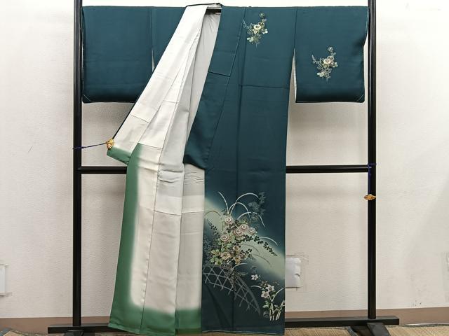 平和屋着物■訪問着 菊花文 暈し染め 金銀彩 正絹 逸品 BAAX5963mz