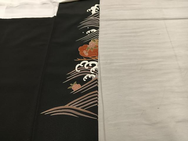 平和屋着物■豪華 黒留袖 駒刺繍 鴛鴦亀甲花文 暈し染め 金彩 正絹 逸品 BAAX5967mz