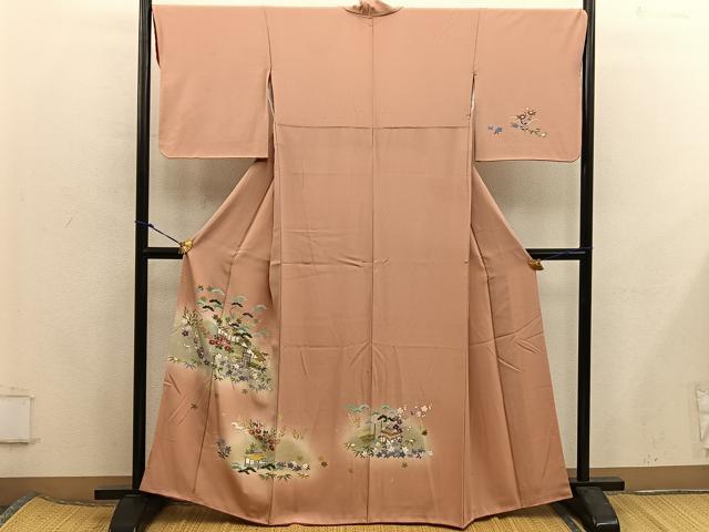 平和屋着物■訪問着 友禅 風景文 暈し染め 正絹 逸品 BAAX5970mz