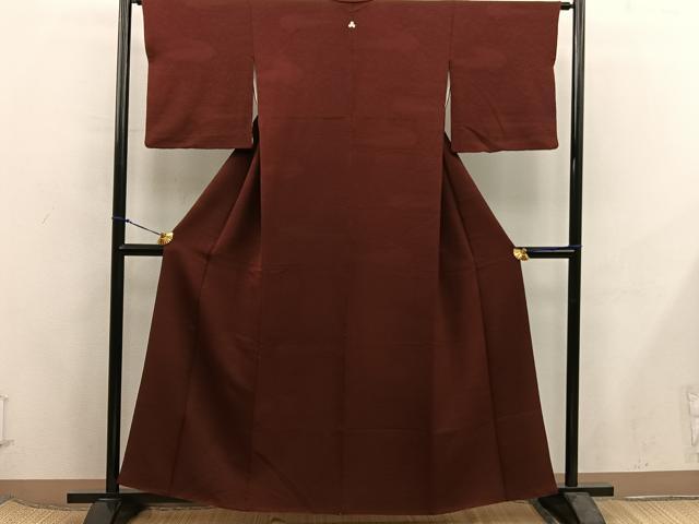 平和屋着物■上質な色無地 流水地紋 海老茶色 正絹 逸品 BAAX5972mz