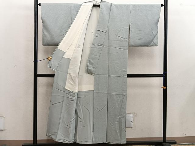平和屋着物■上質な色無地 紋意匠 灰青色 正絹 逸品 未使用 BAAX5978mz