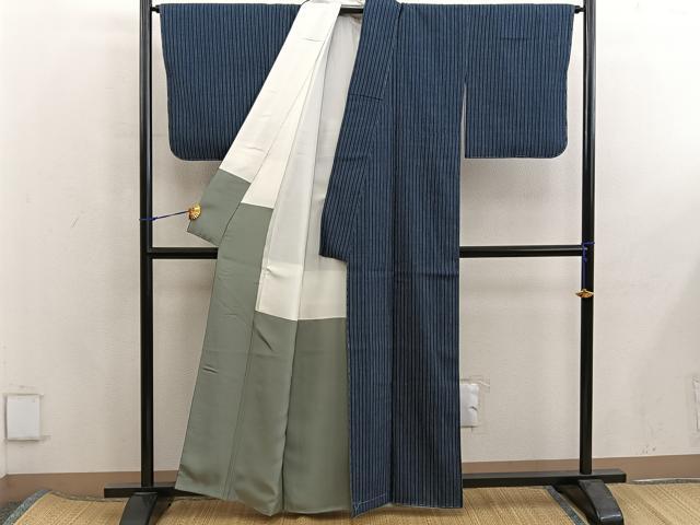 平和屋着物■上質な紬 間道 正絹 逸品 未使用 BAAX5984mz