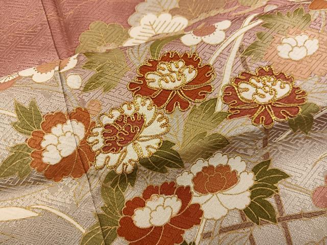 平和屋着物■訪問着 駒刺繍 草花文 暈し染め 金彩 正絹 逸品 BAAX5986mz