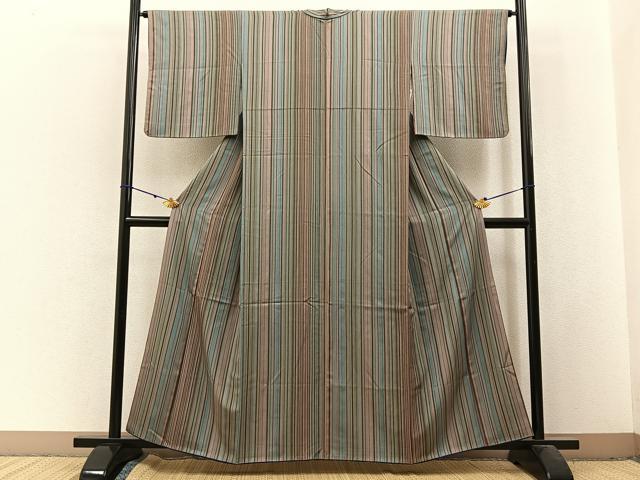 平和屋着物■上質な小紋 縞 正絹 逸品 BAAX6001hj